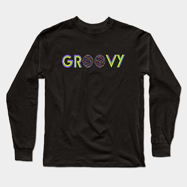 Groovy Mirror Ball Design Long Sleeve T-Shirt by JEmilyCole